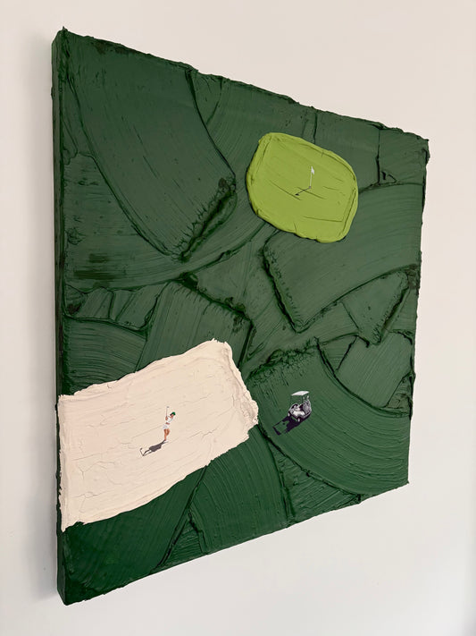 Sandbank | Handmade Abstract Golfer and Cart Painting