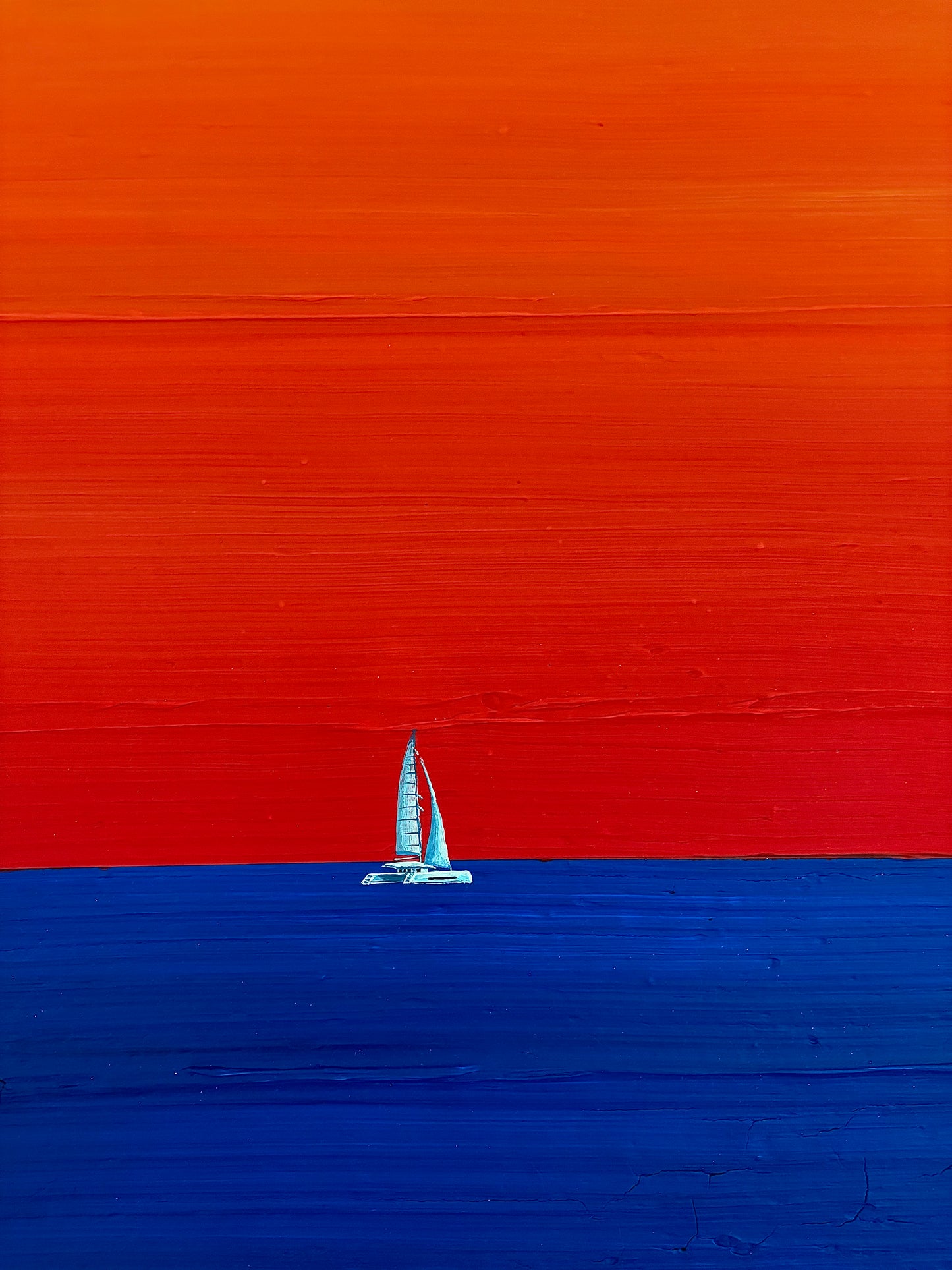 Silent Sunset | Handmade Abstract Sailboat Painting