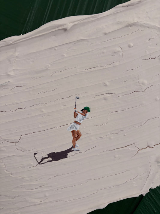 Abstract Golf Course Canvas Art | Handmade Textured Golf Painting with Golfer and Cart