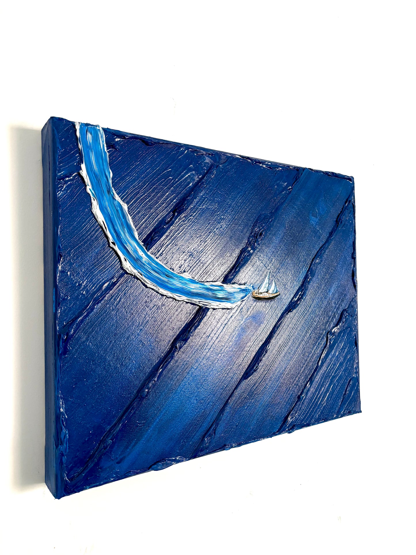 Sail Away | Handmade Abstract Sailboat Ocean Painting