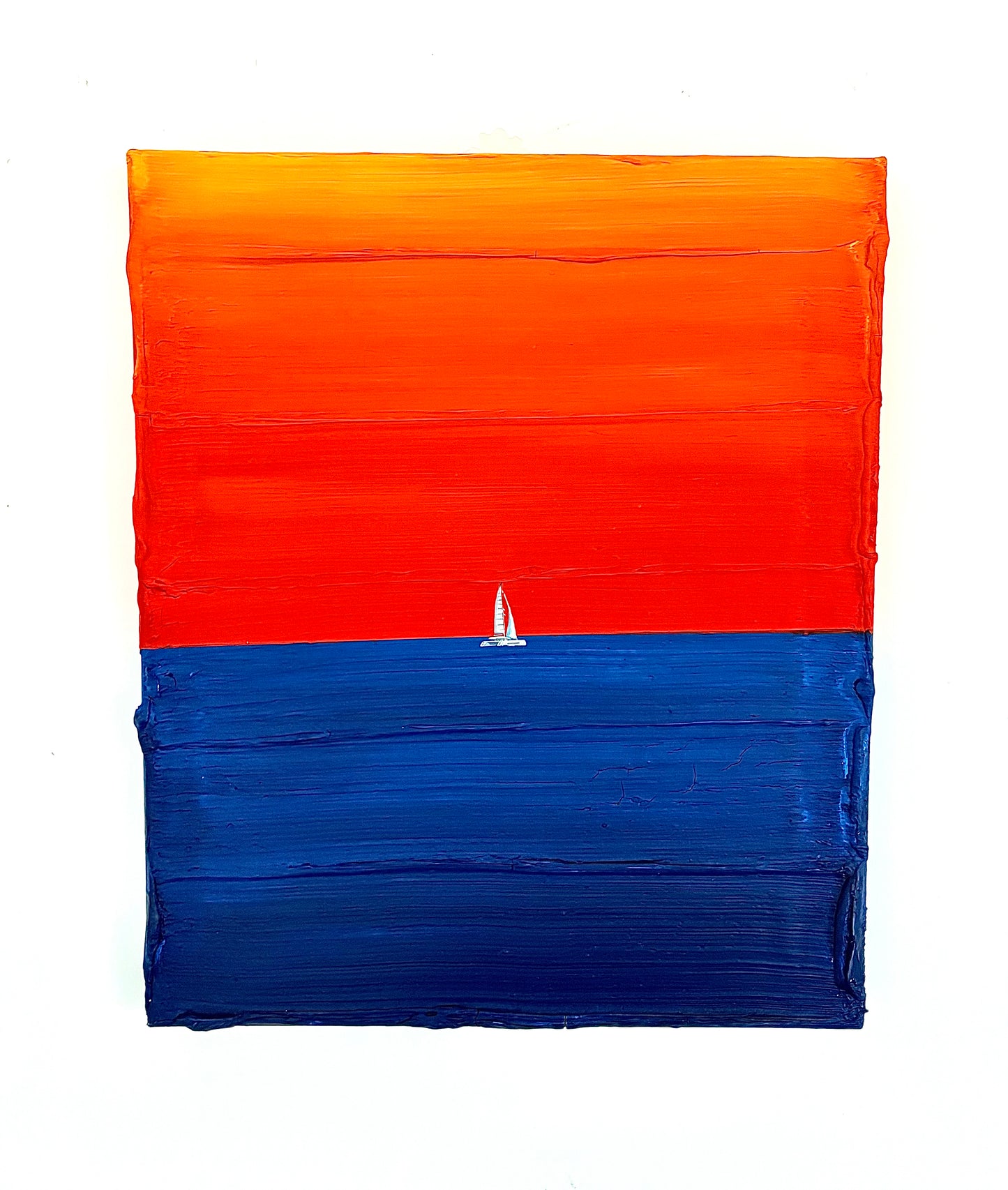Silent Sunset | Handmade Abstract Sailboat Painting