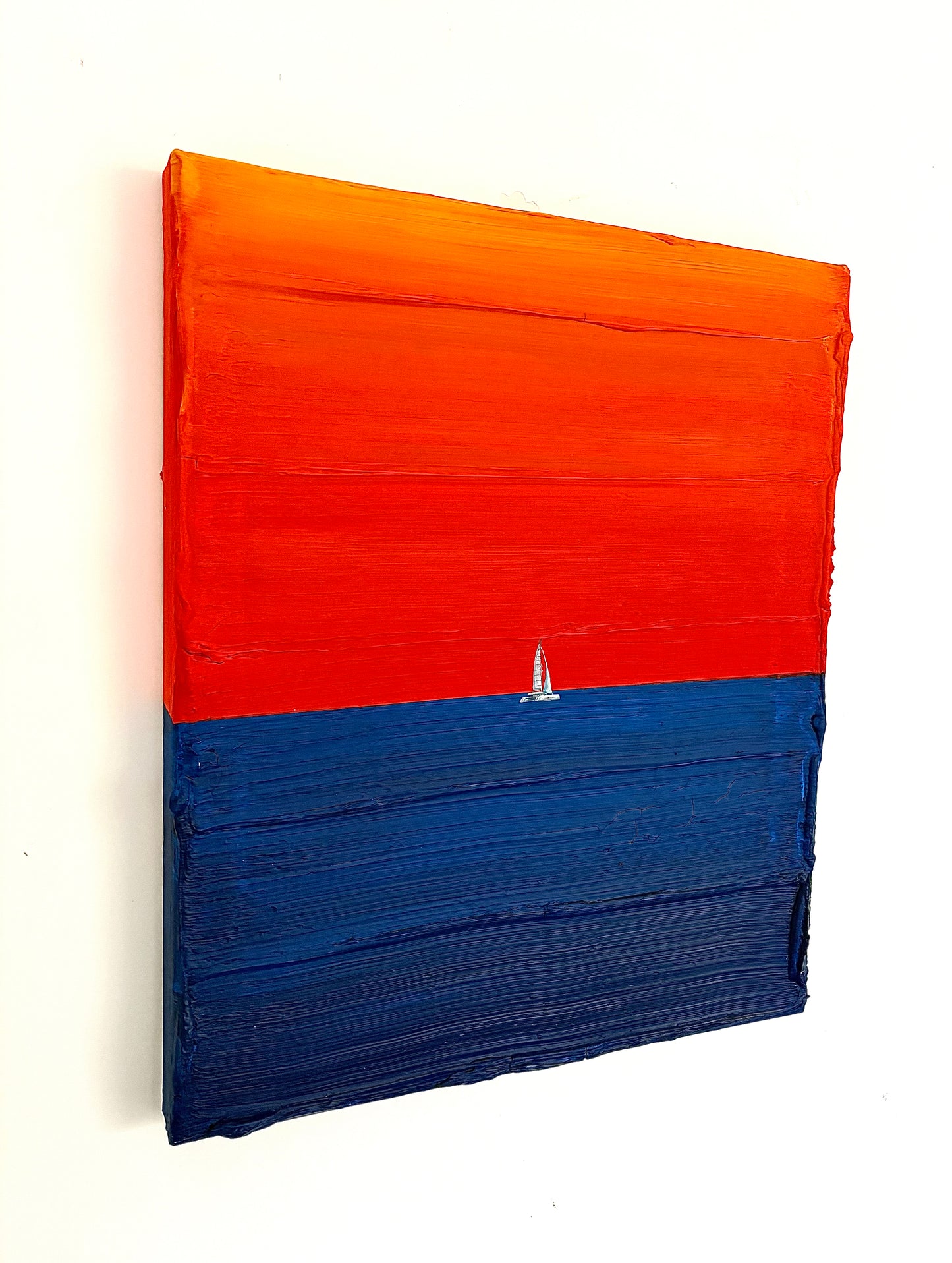Silent Sunset | Handmade Abstract Sailboat Painting