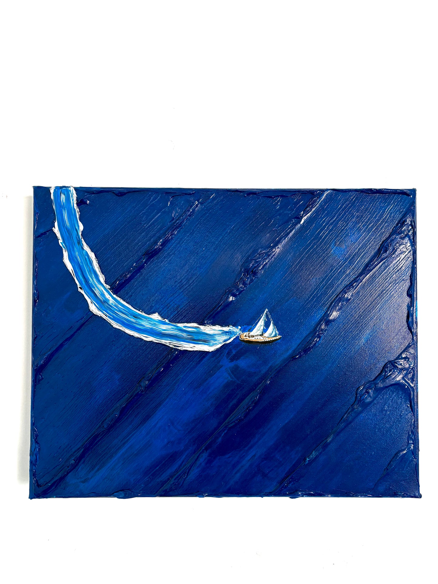 Sail Away | Handmade Abstract Sailboat Ocean Painting
