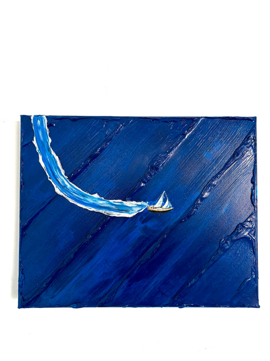 Sail Away | Handmade Abstract Sailboat Ocean Painting