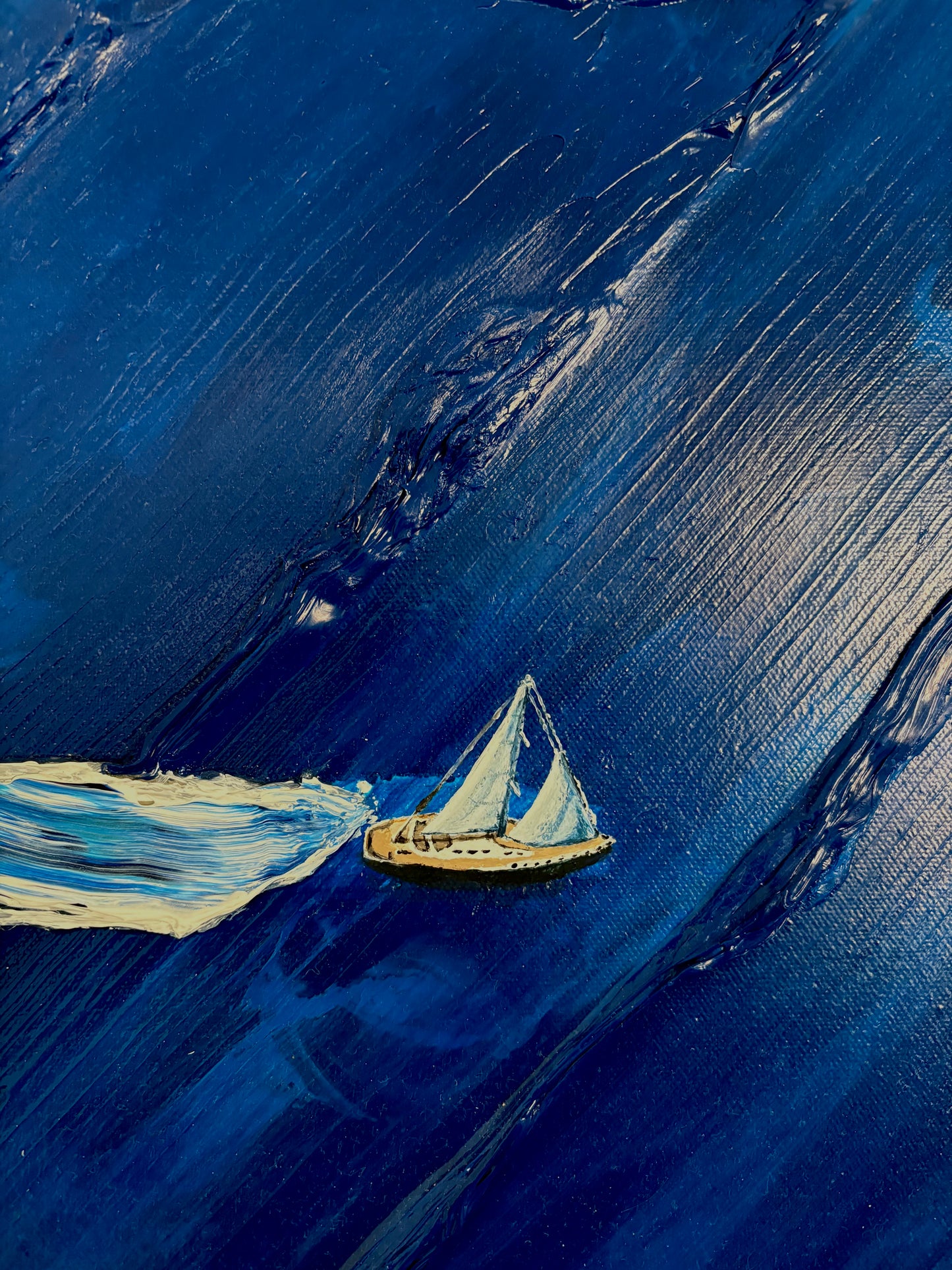 Sail Away | Handmade Abstract Sailboat Ocean Painting