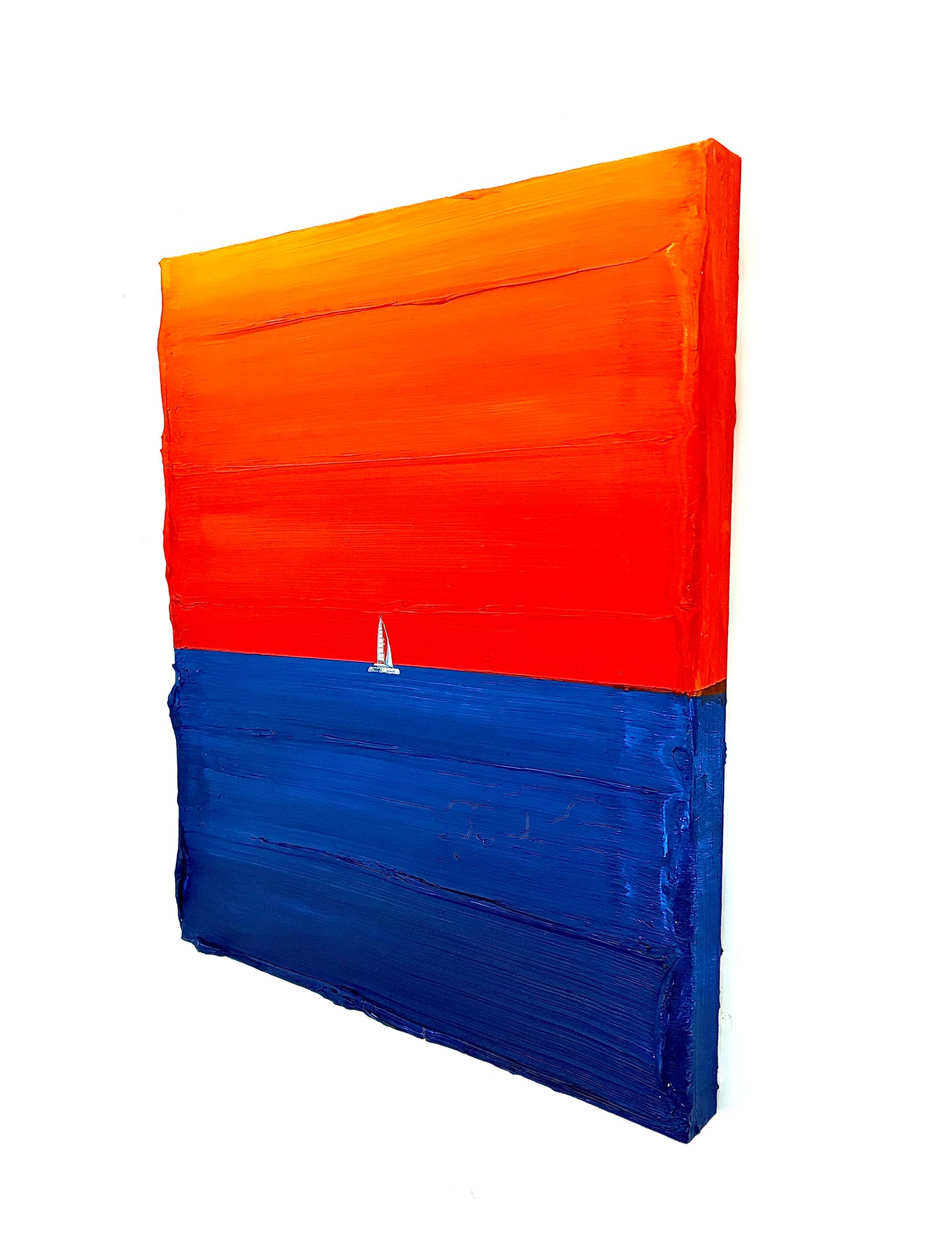 Silent Sunset | Handmade Abstract Sailboat Painting