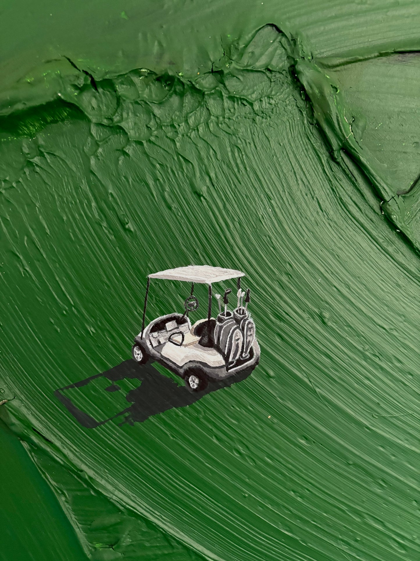 Sandbank | Handmade Abstract Golfer and Cart Painting