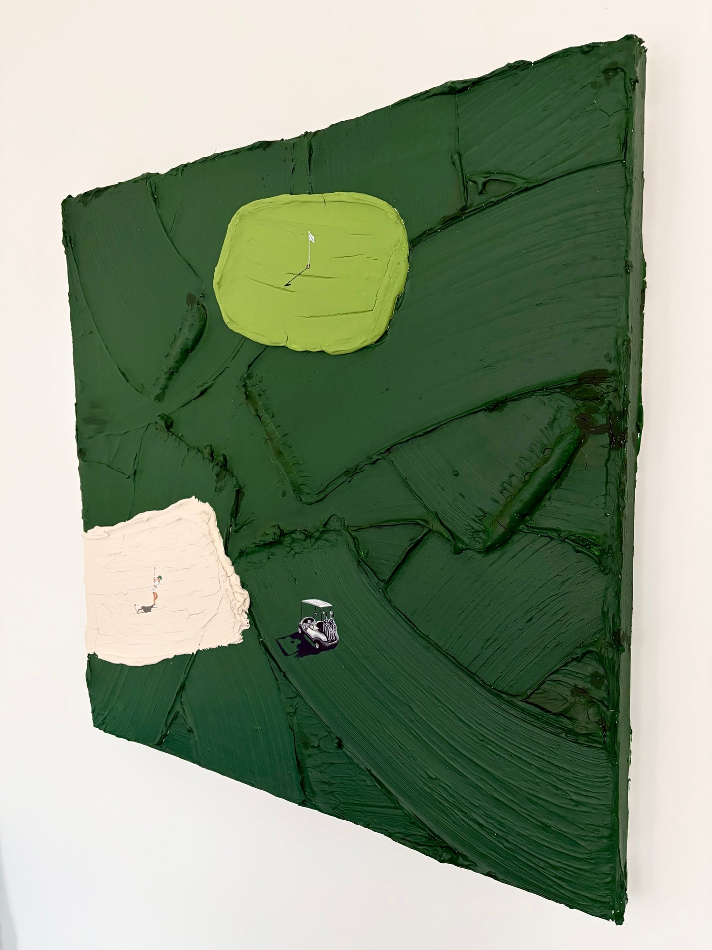 Sandbank | Handmade Abstract Golfer and Cart Painting