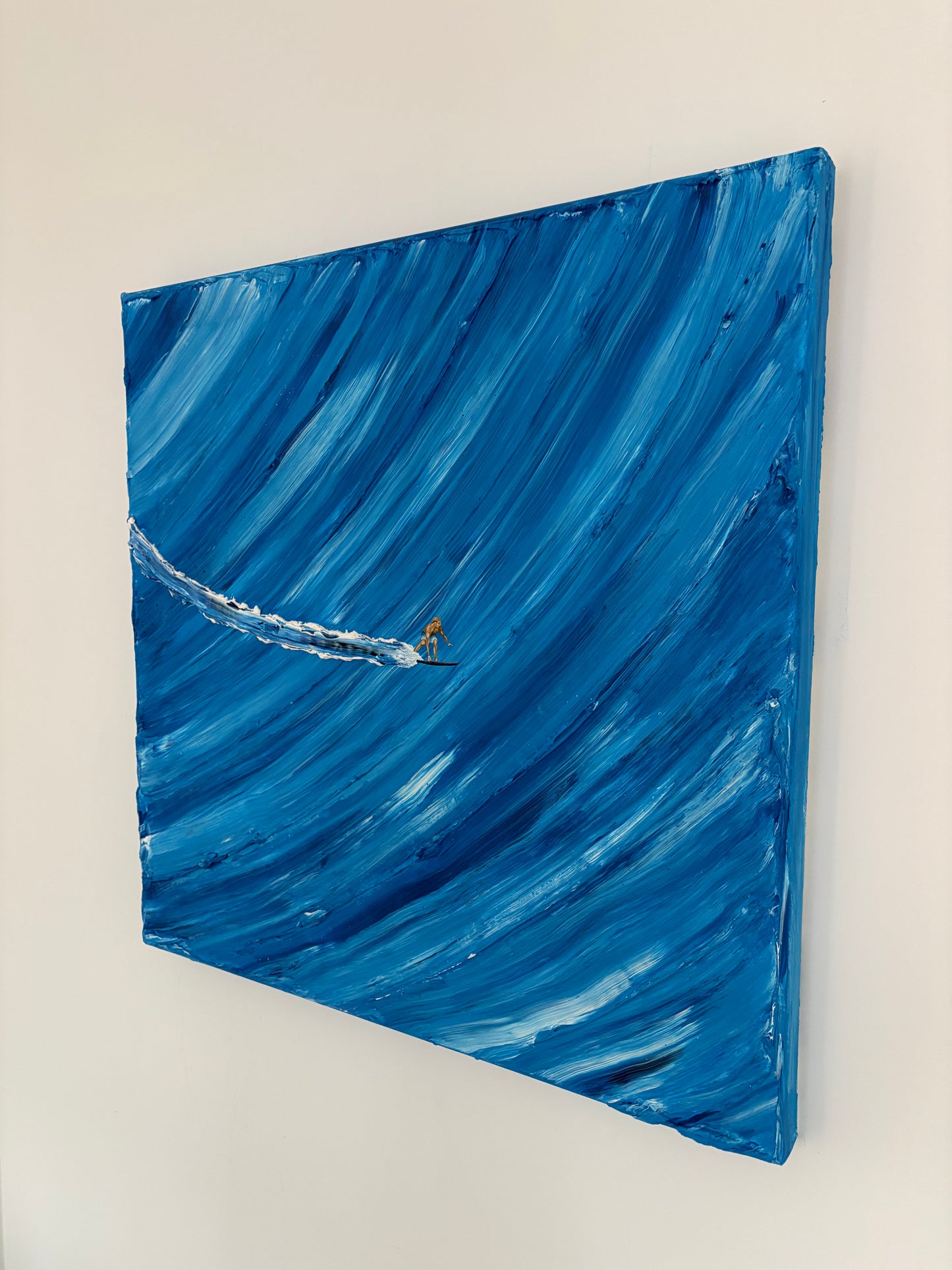 Surfer on Blue Wave | Handmade Abstract Ocean Canvas Painting