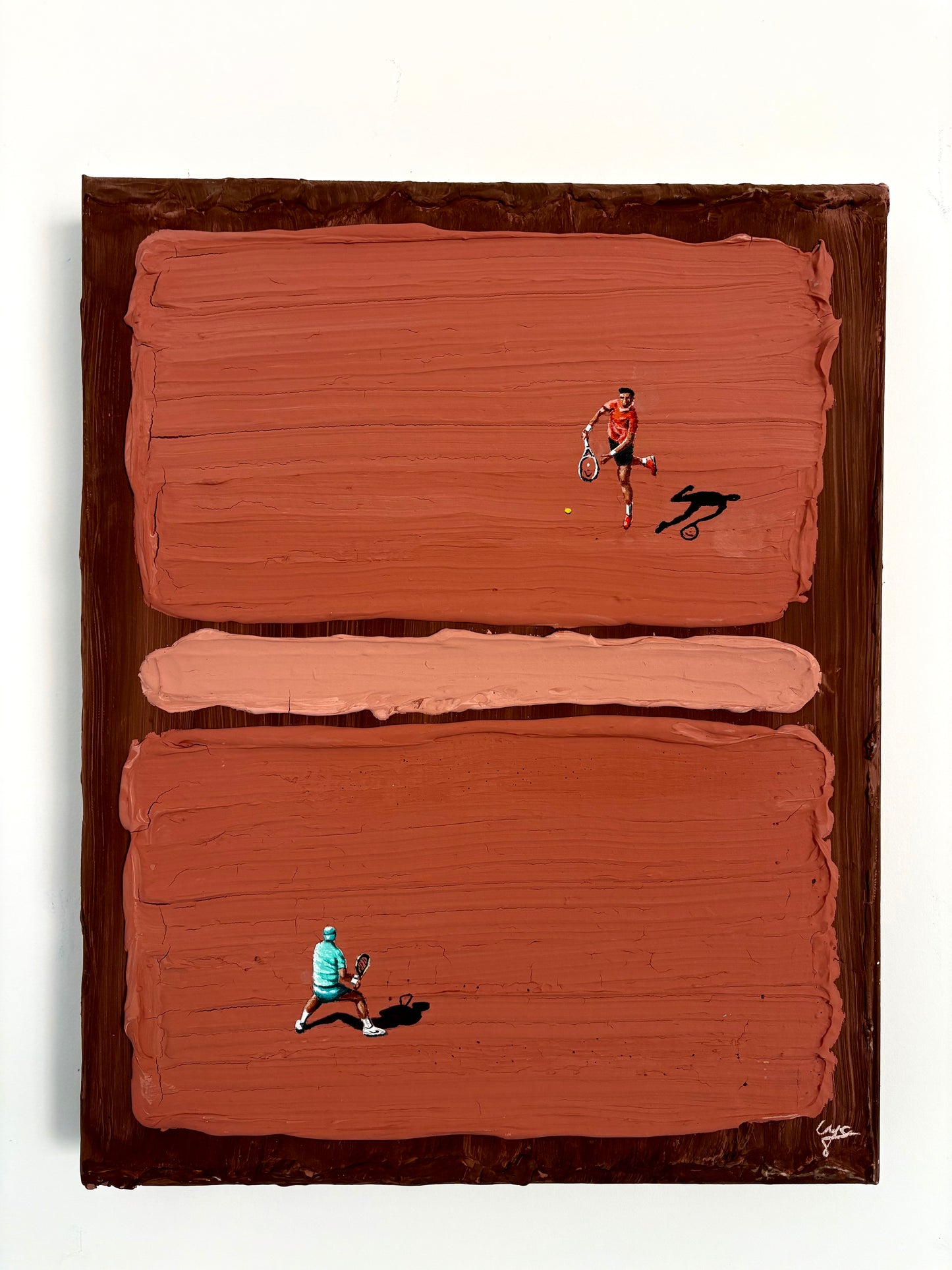 Handmade Clay Court Tennis Painting | Textured Abstract Tennis Art on Canvas