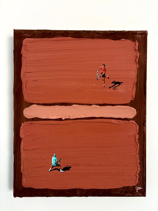 Handmade Clay Court Tennis Painting | Textured Abstract Tennis Art on Canvas
