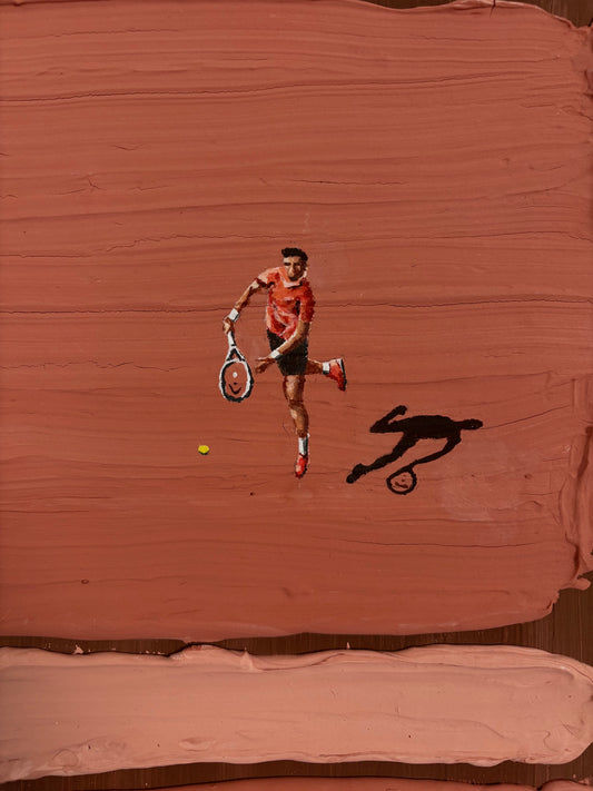 Handmade Clay Court Tennis Painting | Textured Abstract Tennis Art on Canvas