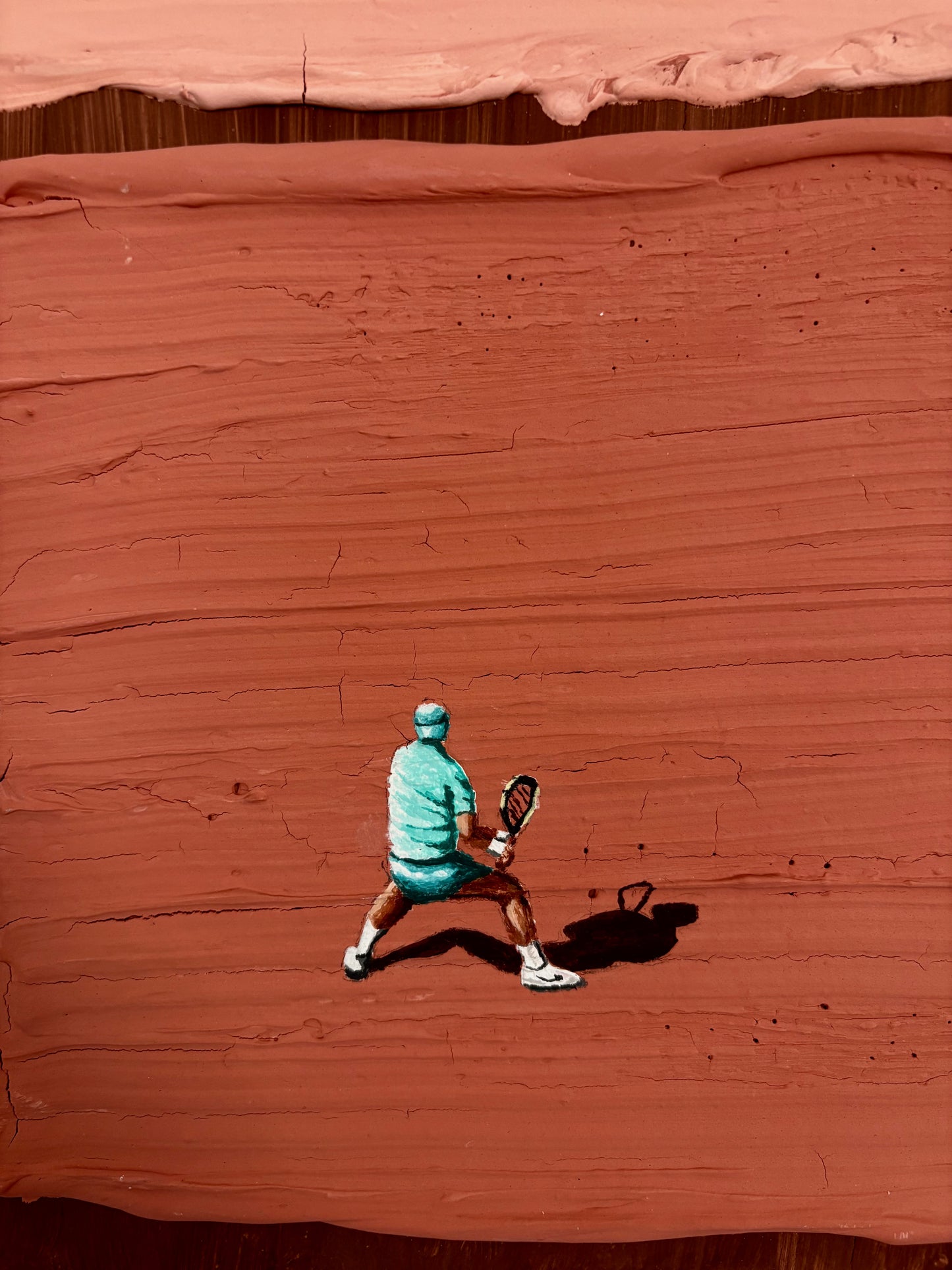 Handmade Clay Court Tennis Painting | Textured Abstract Tennis Art on Canvas