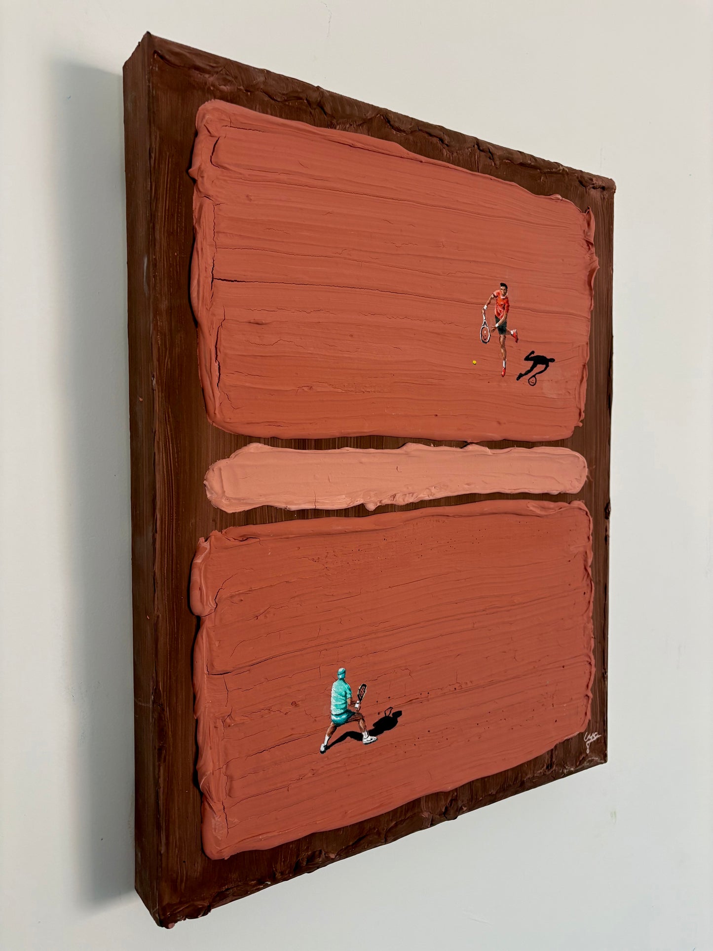 Handmade Clay Court Tennis Painting | Textured Abstract Tennis Art on Canvas