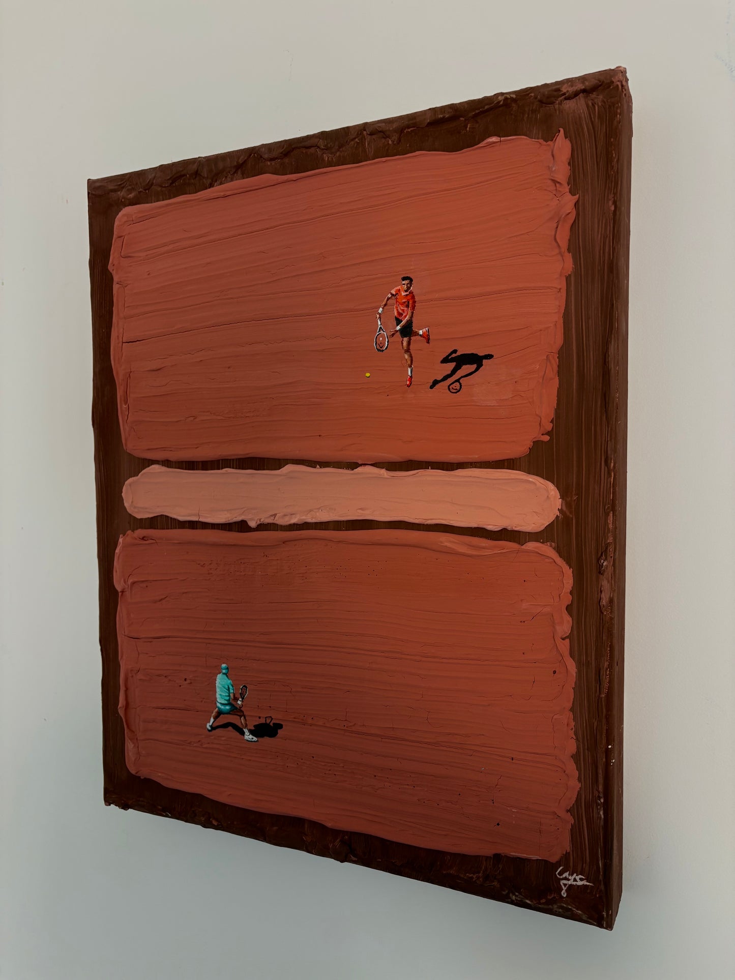 Handmade Clay Court Tennis Painting | Textured Abstract Tennis Art on Canvas